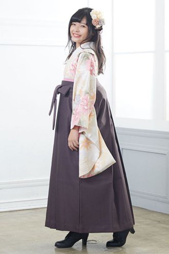 小学生袴 | A156 クリーム色　桜