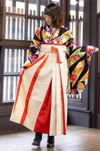 二尺袖袴 | G951 ベージュ　花紋散らし